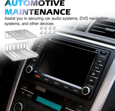2PCS Car Double DIN Installation Kit,Multi Hole Car Radio Installation Kit for Mounting Fixation,Sturdy Cars Stereo Installations Kits as Mounting Brackets with Screws in Kuwait