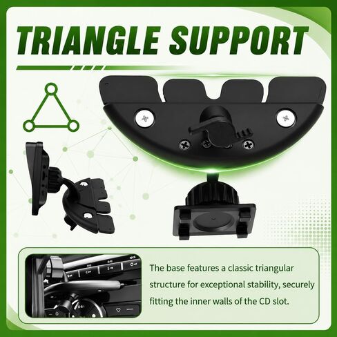 CD Slot Mount for Carplay Screen 360° Rotatable,Triangle Stabilizing Support Carplay Screen Mount Holder,Universal Portable CD Mounts for Carplays Screens Dashcam GPS in Saudi Arabia