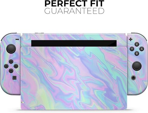 Design Skinz - Compatible with Nintendo Switch OLED Console Bundle - Skin Decal Protective Scratch-Resistant Removable Vinyl Wrap Cover - Iridescent Dahlia v1 in Kuwait