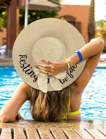 Floppy Beach Sun Hats for Women, Wide Brim Summer Straw Hat in Kuwait