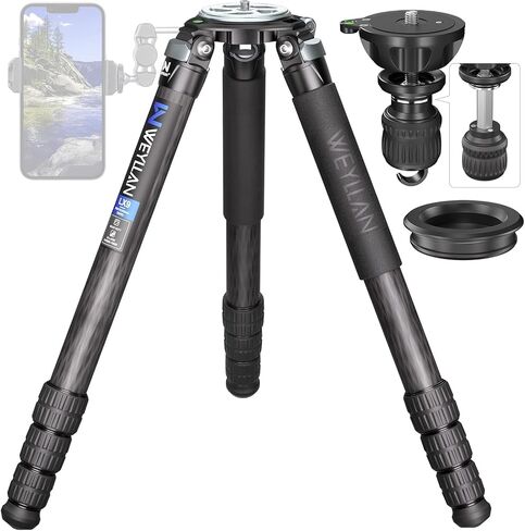 Used- WEYLLAN LX9+B75M Carbon Fiber Heavy Duty Tripod with 75mm Bowl and Adapter Professional Bowl Tripod for Hunting or Camera, 10 Layers Carbon Fibre 40mm Leg Tube, Load 88lbs/40kg, Notice Not New in Saudi Arabia
