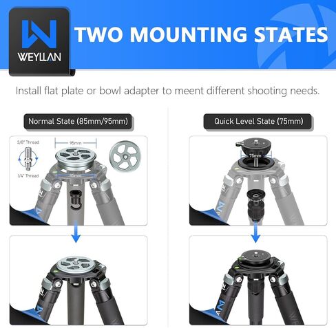 Used- WEYLLAN LX9+B75M Carbon Fiber Heavy Duty Tripod with 75mm Bowl and Adapter Professional Bowl Tripod for Hunting or Camera, 10 Layers Carbon Fibre 40mm Leg Tube, Load 88lbs/40kg, Notice Not New in Saudi Arabia