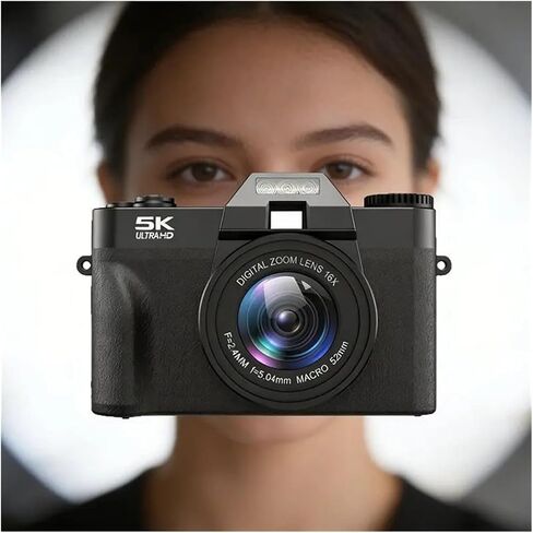 5K HD Digital Video Recorder, 48MP Wide Angle 16X Zoom Camcorder with 3 Inch Flip Screen, WiFi Enabled Webcam for Professional Recording in Saudi Arabia