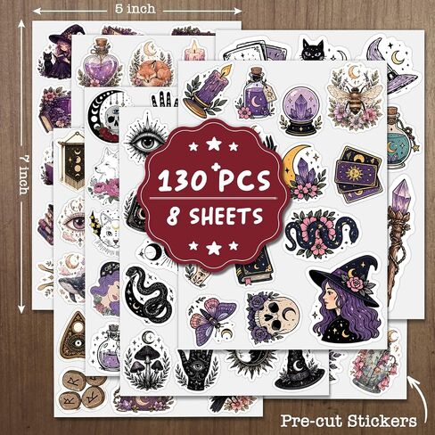 130PCS Witchy Witchcraft Mystical Tarot Stickers Dark Academia Pagan Journal in Kuwait