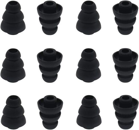 6 Pairs Replacement Triple Flange Conical Ear Tips Earbuds Eartips Silicone Buds for Most in Ear Headphones (Sony Senso Powerbeats etc.) Black [Small Size] (3flange Tips S) in Kuwait