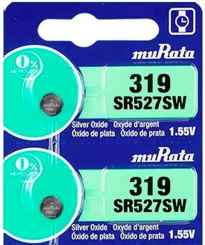 بطارية Murata 319 SR527SW خلية زر ساعة أكسيد الفضة 1.55 فولت - تحل محل Sony 319 (بطاريتان) in Kuwait