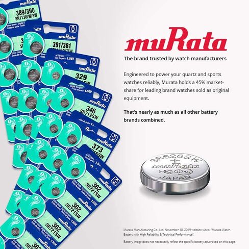 بطارية Murata 319 SR527SW خلية زر ساعة أكسيد الفضة 1.55 فولت - تحل محل Sony 319 (بطاريتان) in Kuwait