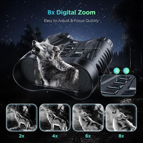 4K Night Vision Goggles Binoculars - Infrared Night Vision in 100% Darkness, 3.2'' Large Screen, 8X Digital Zoom, 32GB Card to Save Photos and Videos for Camping Hunting & Security in Kuwait