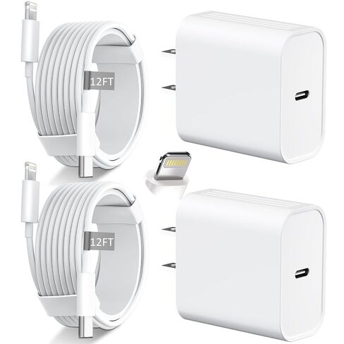 DiHines Phone 14 13 12 11 Fast Charger,12FT Long Phone Chargers Fast Charging Lightning Cable &20W USB C Charge Block,White in Kuwait