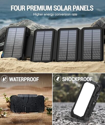 BLAVOR Solar Power Bank with 4 Foldable Panels, 20000mAh Portable Charger in Kuwait