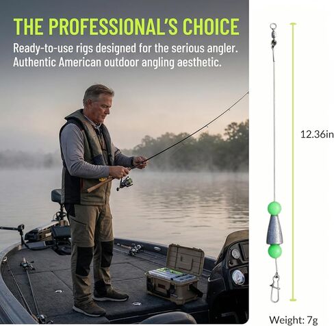 5Pcs Fishing Rigs for Trout Catfish Perch 12 Inch Steel Leader Lines with Fishing Weight 1/4oz Swivels Freshwater Saltwater Pre-Rigged Hooks for Limb Lines Metal Catfishing Finder Gear in Saudi Arabia