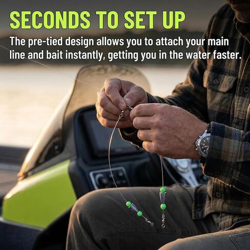 5Pcs Fishing Rigs for Trout Catfish Perch 12 Inch Steel Leader Lines with Fishing Weight 1/4oz Swivels Freshwater Saltwater Pre-Rigged Hooks for Limb Lines Metal Catfishing Finder Gear in Saudi Arabia