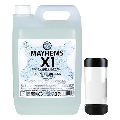 Mayhems - X1 Premixed PC Coolant - Computer Water Cooling Fluid - Liquid Cooling, Eco Friendly Series, UV Fluorescent Blue, 5 Litre, Ozone Clear Blue in Kuwait
