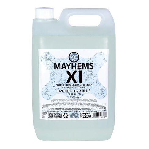 Mayhems - X1 Premixed PC Coolant - Computer Water Cooling Fluid - Liquid Cooling, Eco Friendly Series, UV Fluorescent Blue, 5 Litre, Ozone Clear Blue in Kuwait