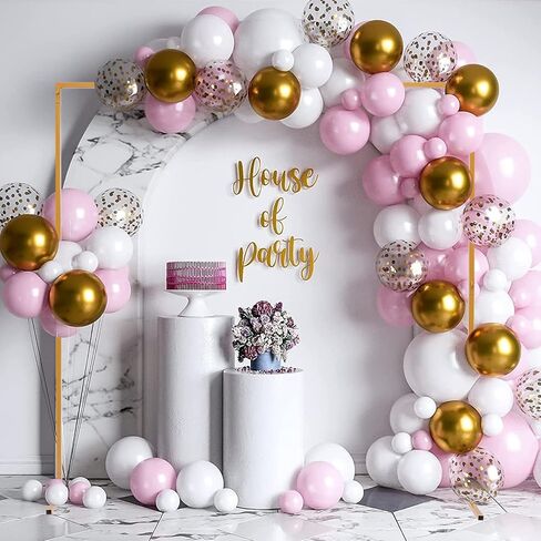 6.6Ft Adjustable Yellow Square Wedding Arch Stand, Thick Iron Pipe Freestanding Backdrop Frame, Tool-Free Assembly Modular Floral Display Rack for Wedding Engagement Birthday Photo Booth Decor in Saudi Arabia