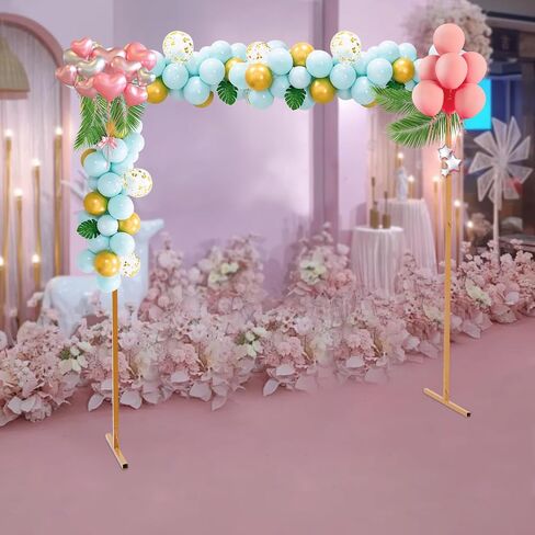 6.6Ft Adjustable Yellow Square Wedding Arch Stand, Thick Iron Pipe Freestanding Backdrop Frame, Tool-Free Assembly Modular Floral Display Rack for Wedding Engagement Birthday Photo Booth Decor in Saudi Arabia