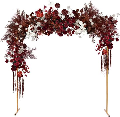6.6Ft Adjustable Yellow Square Wedding Arch Stand, Thick Iron Pipe Freestanding Backdrop Frame, Tool-Free Assembly Modular Floral Display Rack for Wedding Engagement Birthday Photo Booth Decor in Saudi Arabia