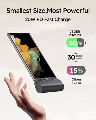 باور بانك صغير الحجم وسريع الشحن بقدرة 5000 مللي أمبير في الساعة لهاتف iPhone 17/16/15 in Kuwait