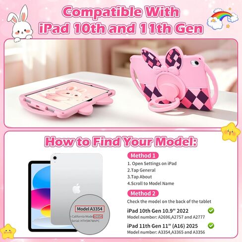 WESADN for iPad A16 Case 11th Gen/for iPad 10th Generation Case Kids Girls in Kuwait