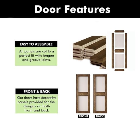 Dark Walnut 30“x84" 2-Lite Frosted Glass Finished and Unassembled Sliding Barn Door Only (Interior Use Only) in Kuwait