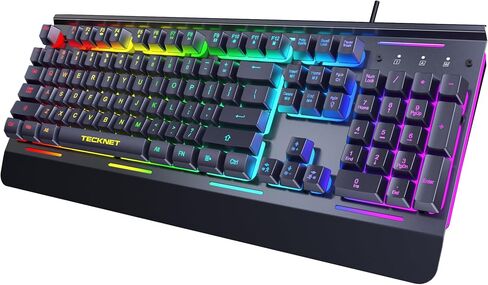TECKNET Wired Gaming Keyboard, RGB Backlit Keyboard with Metal Panel Design in Kuwait
