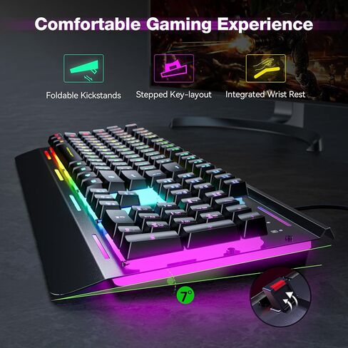 TECKNET Wired Gaming Keyboard, RGB Backlit Keyboard with Metal Panel Design in Kuwait