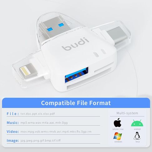 SD Card Reader for iPhone, 6-in-1 Micro SD TF Memory Card Reader Trail Camera Viewerport Adapter,Compatible with ipad/Android/Mac/Computer/Camera(White) in Kuwait