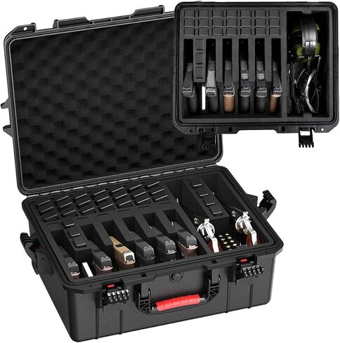 Kinghardcase Gun Case for Handguns & Revolvers - Holds Multiple Pistols and Multiple Magazines Gun Pistol Case, Waterproof TSA Approved Multiple Hard Shell Pistol Case for Travel/Range/Home Use in Kuwait