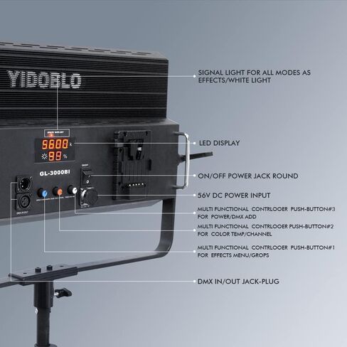 GL-3000C 300W RGB LED Video Light with APP & remoter Control, 1% Precise Min Dimming/360° RGB/CRI 97+/TLCI 98+/2800K-9900K/14 Effects Light Scenes for Studio Lighting Photography Videography in Saudi Arabia