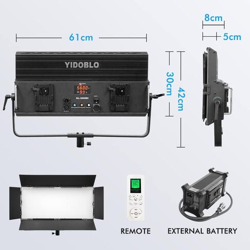 GL-3000C 300W RGB LED Video Light with APP & remoter Control, 1% Precise Min Dimming/360° RGB/CRI 97+/TLCI 98+/2800K-9900K/14 Effects Light Scenes for Studio Lighting Photography Videography in Saudi Arabia