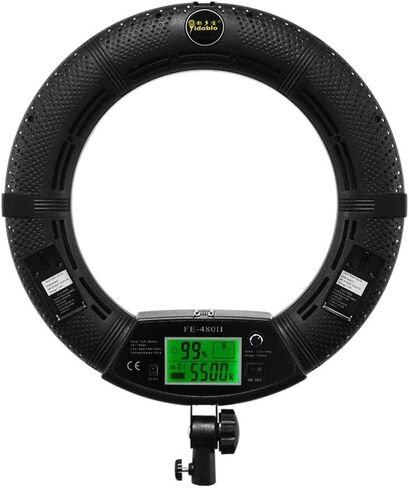 96W 18" LED Ring Light Kit FE-480II Black Photo Studio Video Portrait Selfie Makeup Youtub Lighting Bicolor with Remote, Phone/Camera Holder, Mirror, Light Stand, Batteries&Chargers, Carry Bag in Saudi Arabia