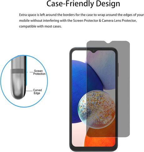 [3 Pack Privacy Screen Protector Designed For Samsung Galaxy A14 5G Anti Spy Private Tempered Glass Film in Kuwait