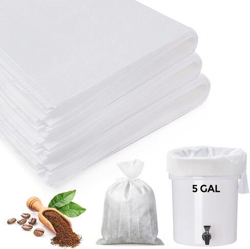 60PCS Commercial Cold Brew Coffee Bags with Drawstring, 20" X 20" Disposable Coffee Filters for 5 Gallon Buckets and Commercial Model Cold Brew Coffee Makers in Saudi Arabia