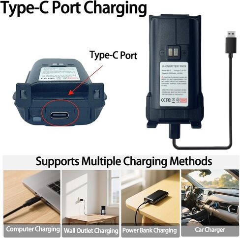 مشبك حزام بطارية TD-H3 GMRS مع بطارية 2500 مللي أمبير، USB-C in Kuwait