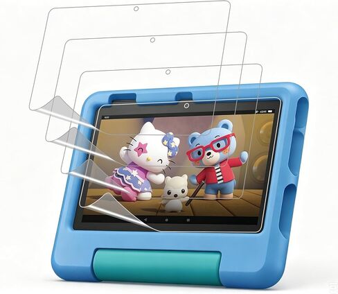 4-Pack Plastic Screen Protector Compatible for All-New Fire 7 Kids Tablet 7-inch (12th Generation - 2022 release) Anti-Scratch – HD Clear PET Film, Bubble-Free, Easy Install, Case Friendly in Kuwait