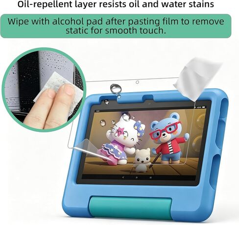 4-Pack Plastic Screen Protector Compatible for All-New Fire 7 Kids Tablet 7-inch (12th Generation - 2022 release) Anti-Scratch – HD Clear PET Film, Bubble-Free, Easy Install, Case Friendly in Kuwait