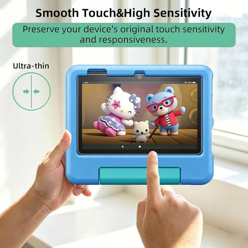 4-Pack Plastic Screen Protector Compatible for All-New Fire 7 Kids Tablet 7-inch (12th Generation - 2022 release) Anti-Scratch – HD Clear PET Film, Bubble-Free, Easy Install, Case Friendly in Kuwait