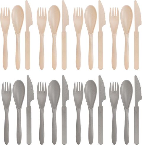 Zoyiancy 8 Sets Wheat Straw Cutlery Set, Reusable Utensils Set (Blue Gray) in Saudi Arabia