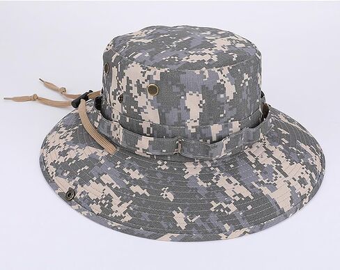 Digital Camo Boonie Hat Men Women Tactical Wide Brim Sun Hats Adjustable Chin Strap Waterproof Military Bucket Hat in Saudi Arabia