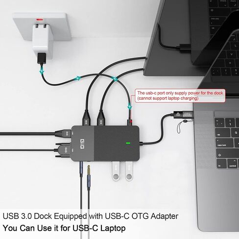 USB Docking Station,USB C HUB USB 3.0 to Dual HDMI Adapter,Triple Display USB C Laptop Docking Station in Kuwait