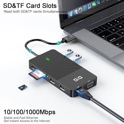 USB Docking Station,USB C HUB USB 3.0 to Dual HDMI Adapter,Triple Display USB C Laptop Docking Station in Kuwait