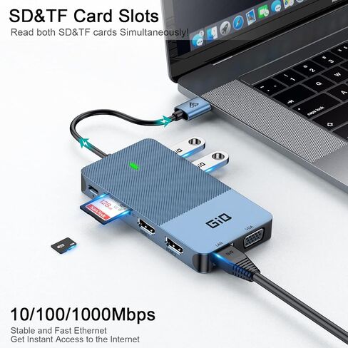 محطة إرساء USB، محور USB C USB 3.0 إلى محول HDMI مزدوج، محطة إرساء كمبيوتر محمول USB C ثلاثية العرض in Kuwait