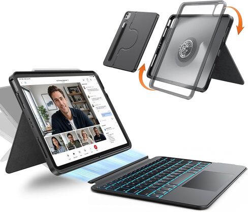 HOU 360° Rotating Detachable Keyboard Case for iPad Air 13" & Pro 13"/12.9" in Saudi Arabia