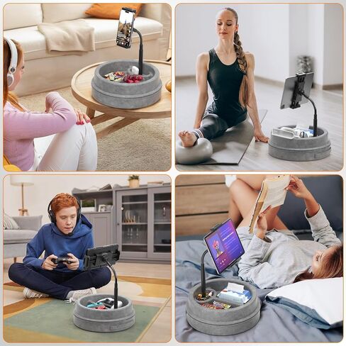 KDD Tablet Pillow Stand for Lap, Multi-Angle iPad Stand with Storage Tray - 360° Rotating Clip Gooseneck Tablet Soft Pad Dock for Bed and Desk Compatible with iPad Pro 12.9, Air Mini, Phone, E-Reader in Saudi Arabia