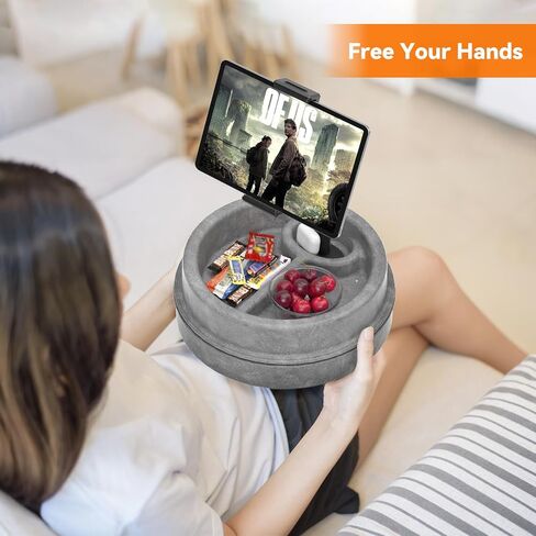 KDD Tablet Pillow Stand for Lap, Multi-Angle iPad Stand with Storage Tray - 360° Rotating Clip Gooseneck Tablet Soft Pad Dock for Bed and Desk Compatible with iPad Pro 12.9, Air Mini, Phone, E-Reader in Saudi Arabia