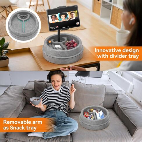 KDD Tablet Pillow Stand for Lap, Multi-Angle iPad Stand with Storage Tray - 360° Rotating Clip Gooseneck Tablet Soft Pad Dock for Bed and Desk Compatible with iPad Pro 12.9, Air Mini, Phone, E-Reader in Saudi Arabia