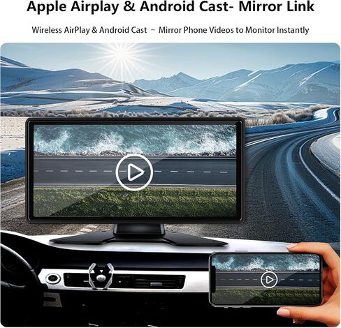 RV Backup Camera System with CarPlay & Android Auto, RVInWest 10.36" Touchable Monitor with Mirror Link DVR Recording + 4 AHD 1080P IP69K Waterproof Night Vision Camera for RV Truck Trailer Bus in Kuwait