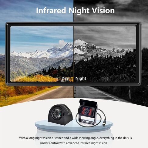 RV Backup Camera System with CarPlay & Android Auto, RVInWest 10.36" Touchable Monitor with Mirror Link DVR Recording + 4 AHD 1080P IP69K Waterproof Night Vision Camera for RV Truck Trailer Bus in Kuwait