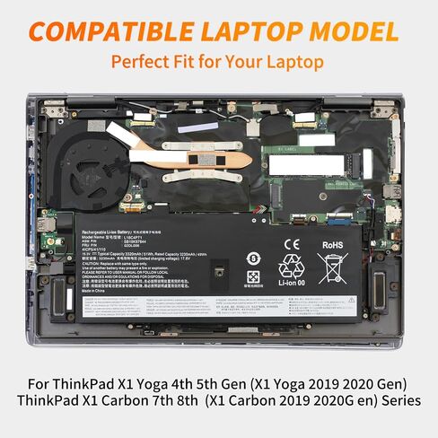 استبدال بطارية L18C4P71 لجهاز Lenovo Thinkpad X1 Carbon 7th /8th gen&X1 Yoga 4th/5th Gen، FRU 02DL004 02DL006 SB10K97644 متوافق in Kuwait