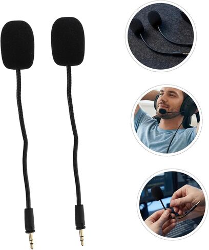 2pcs Gaming Headset Microphone Boom Replacement Detachable Wired Black in Saudi Arabia